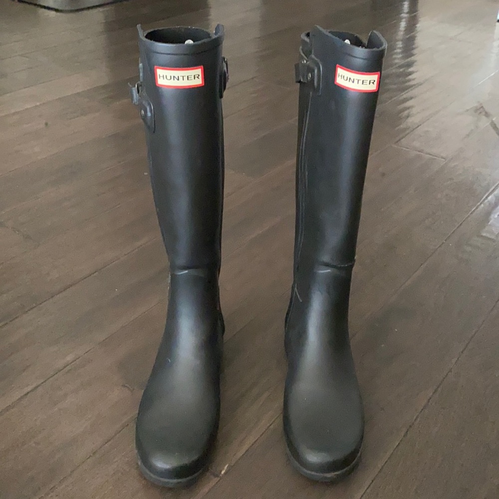 Matte Black Tall Hunter Rain Boots